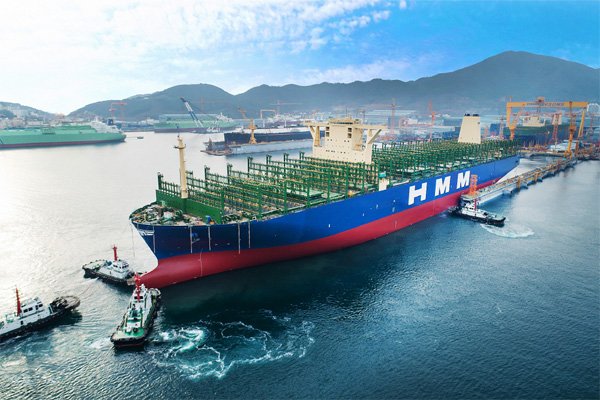 The world's largest container ship has been completed and launched on its maiden voyage